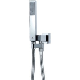SET "CUBE" IN OTTONE DOCCIA+SUPPORTO INCASSO GIREVOLE+FLESSIBILE Cromo