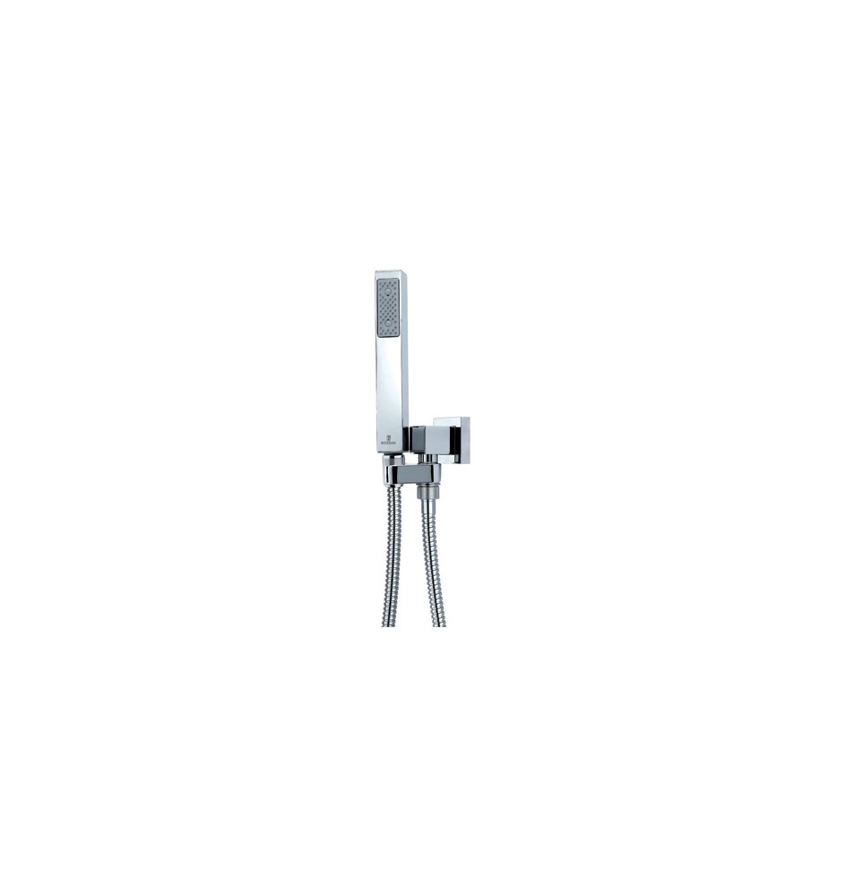 SET "CUBE" IN OTTONE DOCCIA+SUPPORTO INCASSO GIREVOLE+FLESSIBILE Cromo