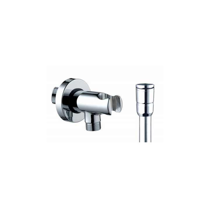 SUPPORTO DOCCIA CON ARRESTO ACQUA + FLESSIBILE OTTONE Cromo