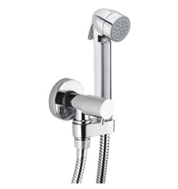 SET DOCCIA COMPLETO MOD. TALITA-GOM CON PULSANTE OTTONE Cromo