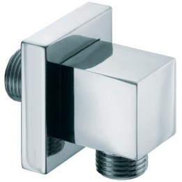 PRESA D'ACQUA QUADRA IN OTTONE CON ROSONE 1/2"Mx1/2"M cromo