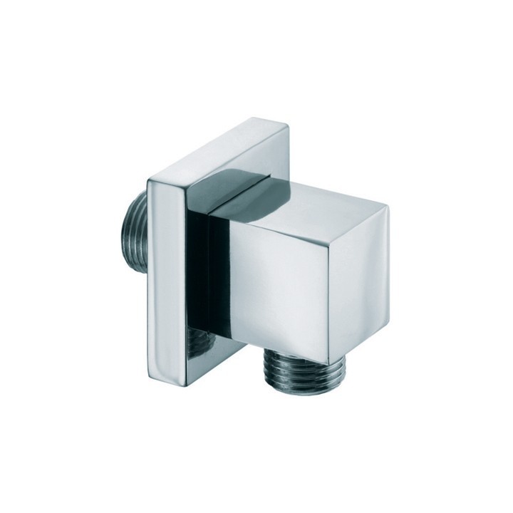 PRESA D'ACQUA QUADRA IN OTTONE CON ROSONE 1/2"Mx1/2"M cromo