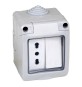 CONTENITORE ESTERNO INTERRUTTORE + PRESA 1 deviatore + presa bivalente 10/16A