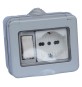 CONTENITORE ESTERNO INTERRUTTORE + PRESA / SCHUKO 1 deviatore + 1 presa bivalente 10/16A / schuko