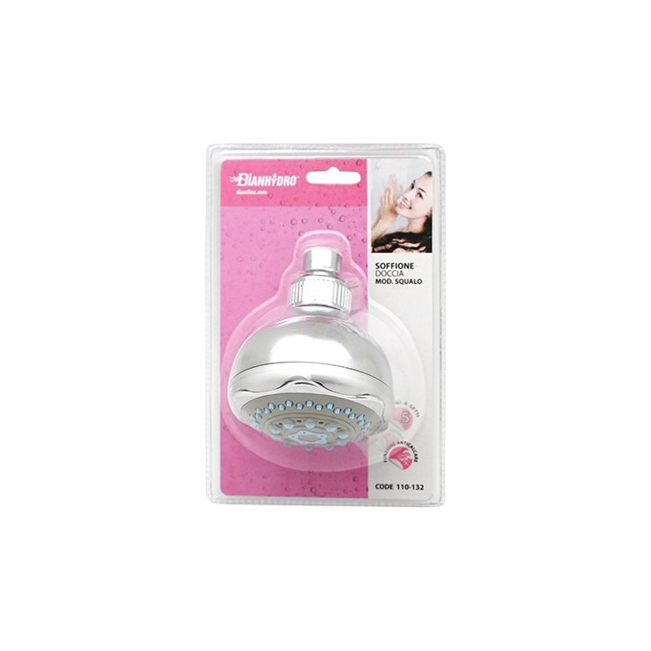 SOFFIONE DOCCIA SQUALO CON SNODO ZAMA Cromo - Diam. 80 mm