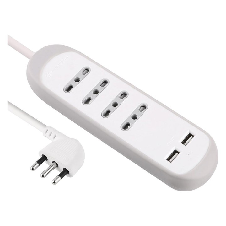 MULTIPRESA BIVALENTE 'GUMMY' 4 prese bival.10/16A + 2 USB 2,1A - art.62061