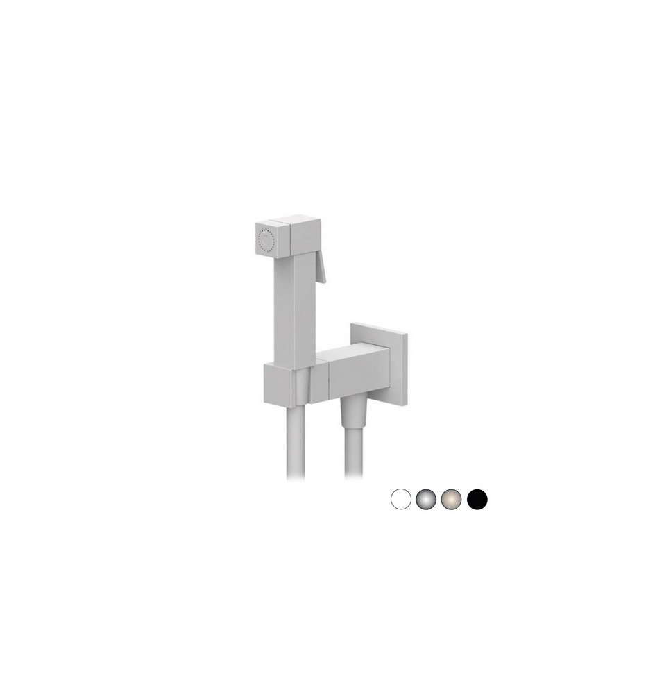 SET MISCELATORE CON DOCCETTA SHUT-OFF QUADRO Bianco Opaco