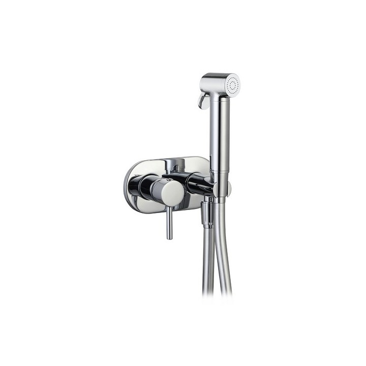 SET MISCELATORE A INCASSO TONDO CON SHUT-OFF E SUPP. LATERALE Cromo