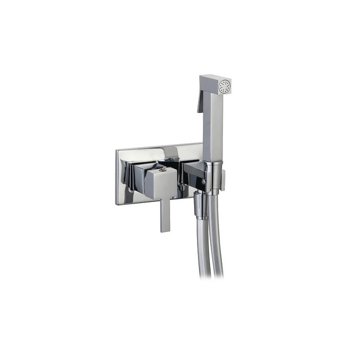 SET MISCELATORE A INCASSO QUADRO CON SHUT-OFF E SUPP. LATERALE Cromo