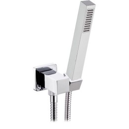 PRESA ACQUA QUADRATA SUPPORTO IN OTTONE + DOCCETTA POLAR + FLESSIBILE Cromo