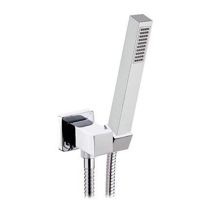 PRESA ACQUA QUADRATA SUPPORTO IN OTTONE + DOCCETTA POLAR + FLESSIBILE Cromo