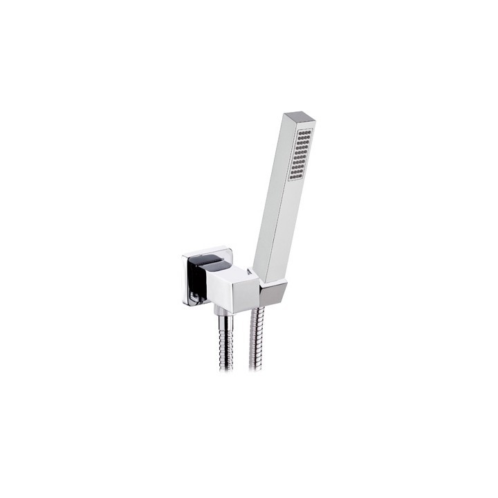 PRESA ACQUA QUADRATA SUPPORTO IN OTTONE + DOCCETTA POLAR + FLESSIBILE Cromo