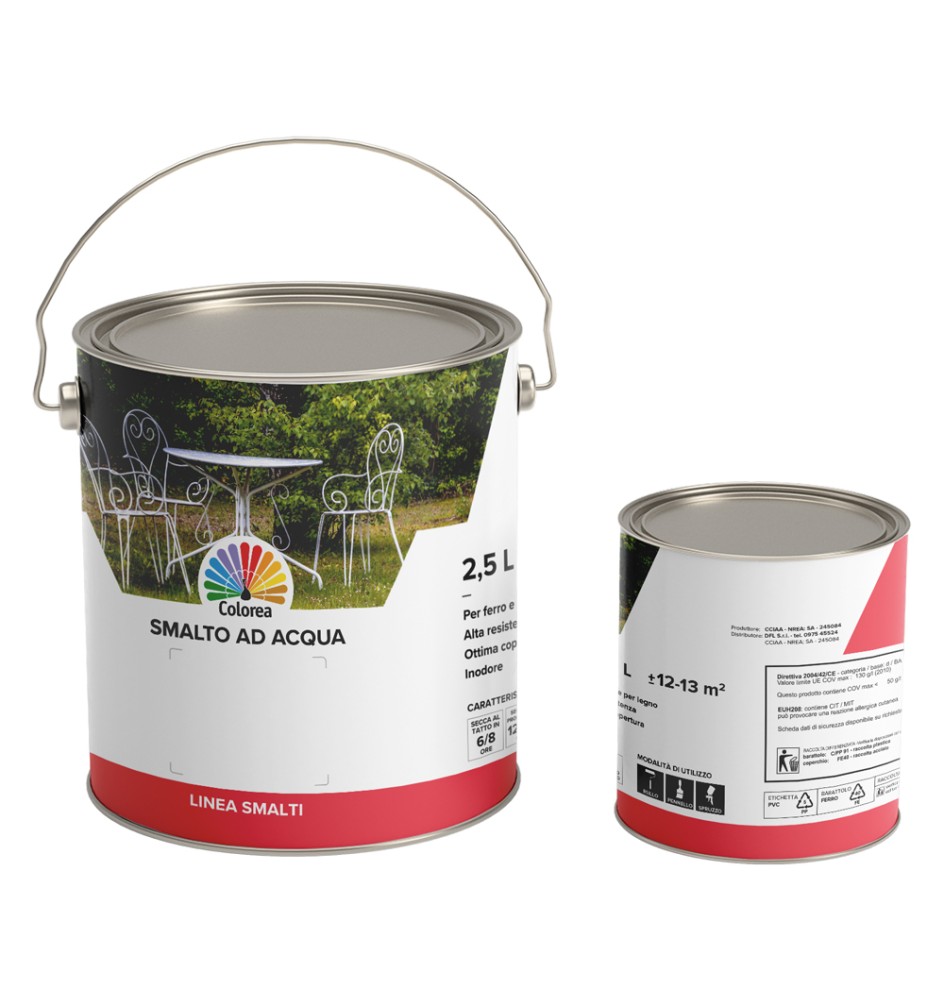 SMALTO ALL'ACQUA 'COLOREA' Lt. 0,750 grigio ferro lucido