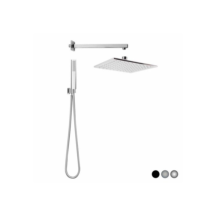 KIT SOFFIONE DOCCIA QUADRATO SEVEN Spazzolato