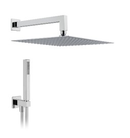 KIT SOFFIONE DOCCIA QUADRO L. 250x250 - Braccio L. 350 mm