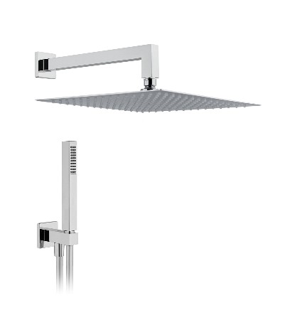 KIT SOFFIONE DOCCIA QUADRO L. 250x250 - Braccio L. 350 mm
