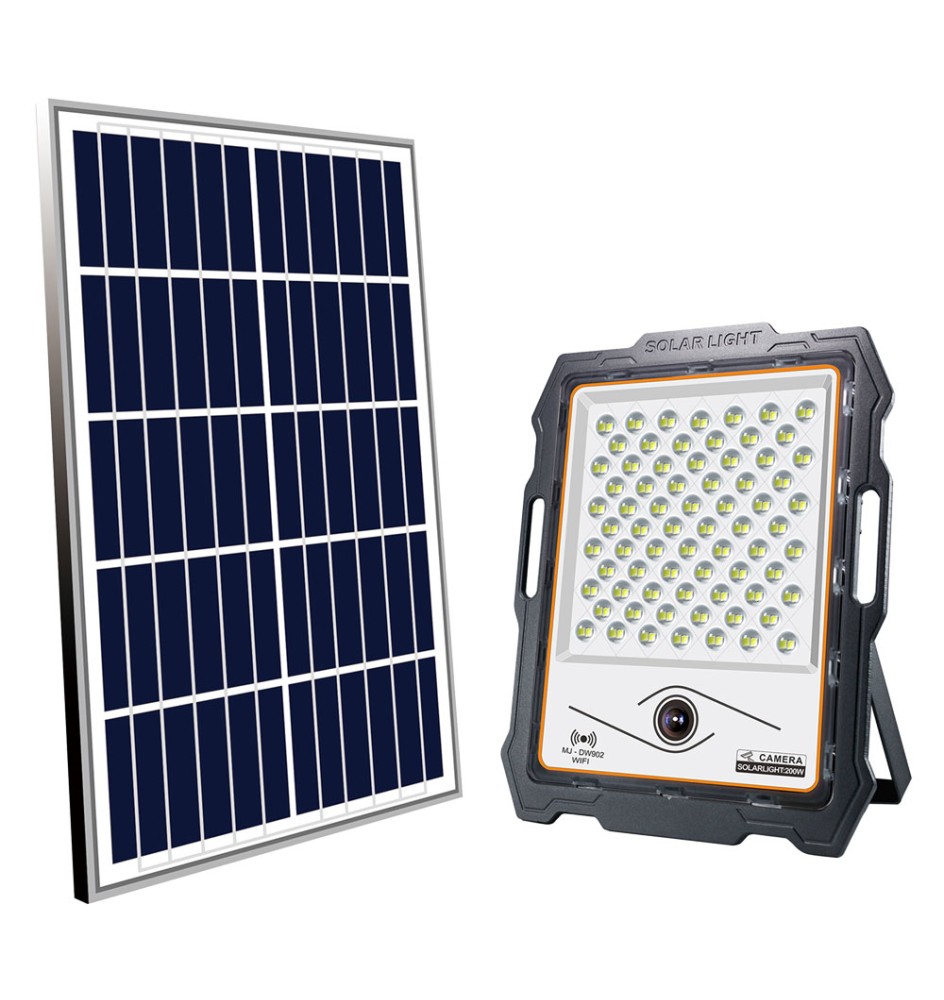 PROIETTORE A LED CON TELECAMERA E PANNELLO SOLARE 200W (pannello 20W) - 730 lumen