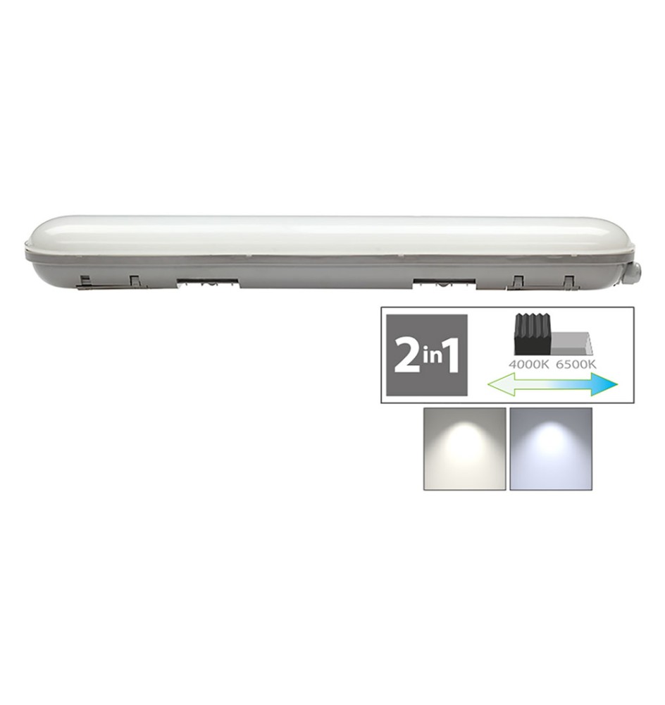 PLAFONIERA DOPPIO TUBO LED CAMBIA TONO 2 x 56W - 4000/6500K mm.1500 x 100 x 68 mm