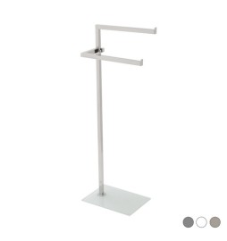 PIANTANA PORTASCIUGAMANI ACCIAIO CON BASE VETRO Cromo - Base Grigia