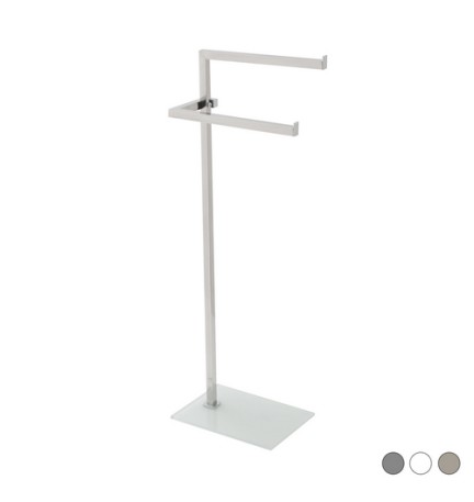 PIANTANA PORTASCIUGAMANI ACCIAIO CON BASE VETRO Cromo - Base Tortora