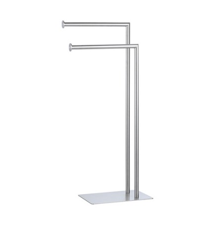 PIANTANA PORTASCIUGAMANI CON DUE BRACCI BASE RETTANGOLARE Acciaio Satinato