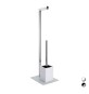 PIANTANA COLONNA ACCIAIO INOX PORTA SCOPINO BASE VETRO RETTANGOLARE Acciaio Inox Vetro Nero