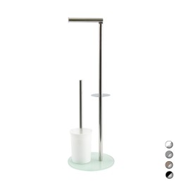 PIANTANA COLONNA ACCIAIO INOX PORTA SCOPINO BASE VETRO OVALE Acciaio Inox...