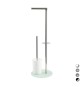 PIANTANA COLONNA ACCIAIO INOX PORTA SCOPINO BASE VETRO OVALE Acciaio Inox Vetro Bianco