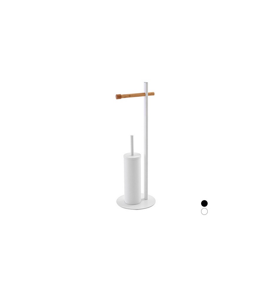 PIANTANA PORTA SCOPINO CON PORTAROTOLO IN BAMBOO Bianca portarotolo bamboo
