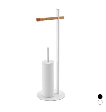 PIANTANA PORTA SCOPINO CON PORTAROTOLO IN BAMBOO Nera portarotolo bamboo