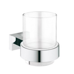 BICCHIERE CON SUPPORTO ESSENTIALS CUBE Cromo