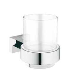 BICCHIERE CON SUPPORTO ESSENTIALS CUBE Cromo