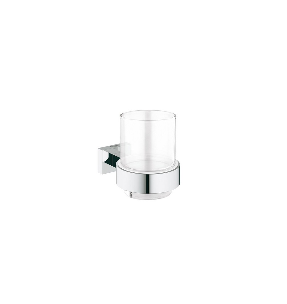BICCHIERE CON SUPPORTO ESSENTIALS CUBE Cromo