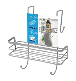 MENSOLA RETTANGOLARE 1 RIPIANO CON GANCIO DOCCIA Cromo-Satinato