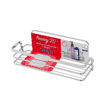 MENSOLA RETTANGOLARE 1 RIPIANO Cromo-Lucido