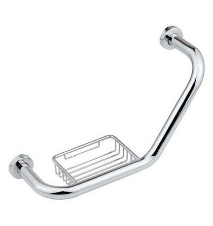 MANIGLIONE VASCA IN OTTONE CON PORTASAPONE L. 430 MM Cromo