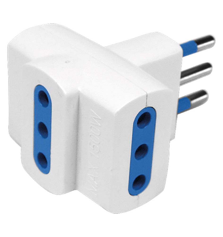 ADATTATORE TRIPLO pr.3 x 2P+T10A - sp.2P+T10A (scatola appendibile)