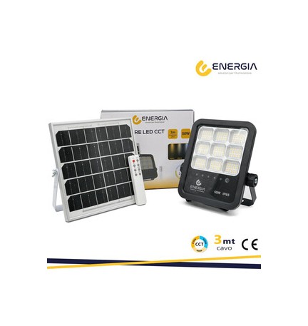 FARO CON PANNELLO SOLARE 50W 550LM CCT TELECOMANDO