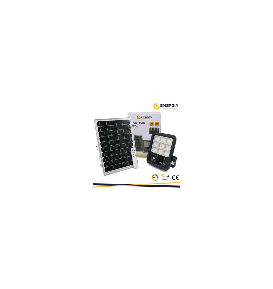 FARO CON PANNELLO SOLARE 100W 1100LM CCT TELECOM.