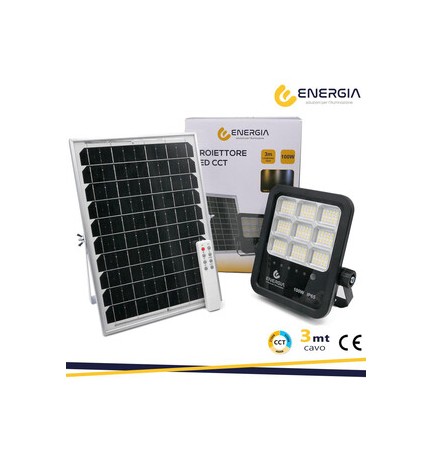 FARO CON PANNELLO SOLARE 100W 1100LM CCT TELECOM.