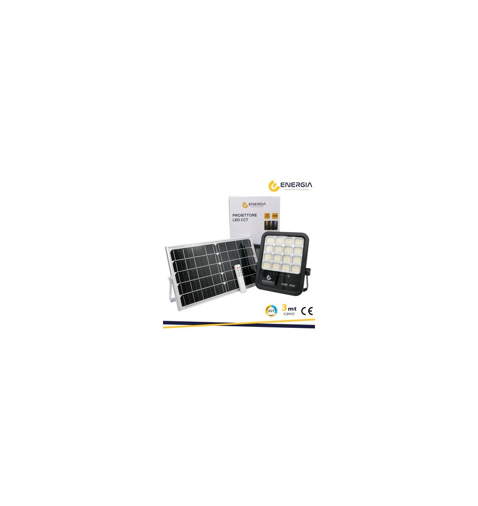 FARO CON PANNELLO SOLARE 150W 1600LM CCT TELECOM.