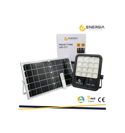 FARO CON PANNELLO SOLARE 150W 1600LM CCT TELECOM.