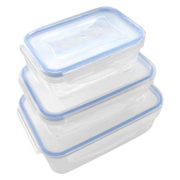 CONTENITORE RETTANGOLARE IN PLASTICA SET 'SUPERLOCK' kit 3 pezzi - lt 0,24 / 0,5 / 1,0