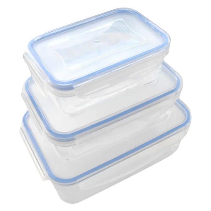CONTENITORE RETTANGOLARE IN PLASTICA SET 'SUPERLOCK' kit 3 pezzi - lt 0,5 / 1,0 / 1,5