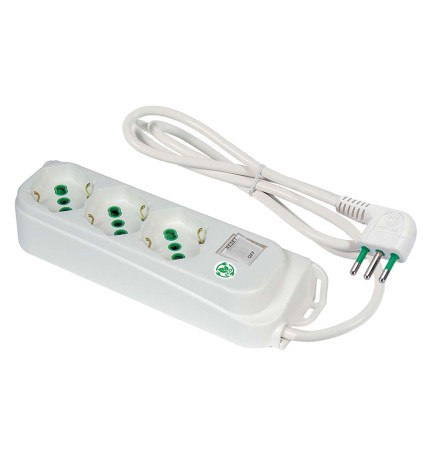 MULTIPRESA CON INTERRUTTORE 'ECO RELIFE' 3 uscite / spina 2P+T 10A - bianca