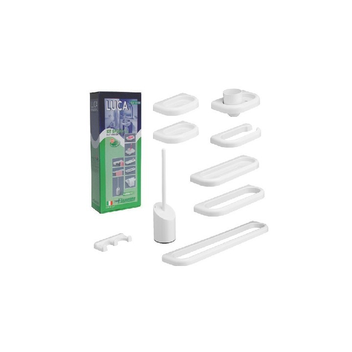 KIT ACCESSORI BAGNO SERIE LUCA MOD.NEW 9 PZ Bianco