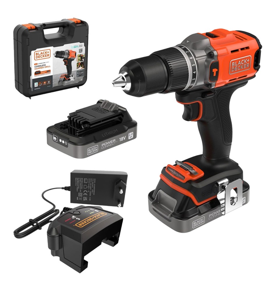 TRAPANO AVVITATORE A BATTERIA CON PERCUSSIONE 'BCD383D XK-QW' 18V - 2 batterie 2,0 ah Litio