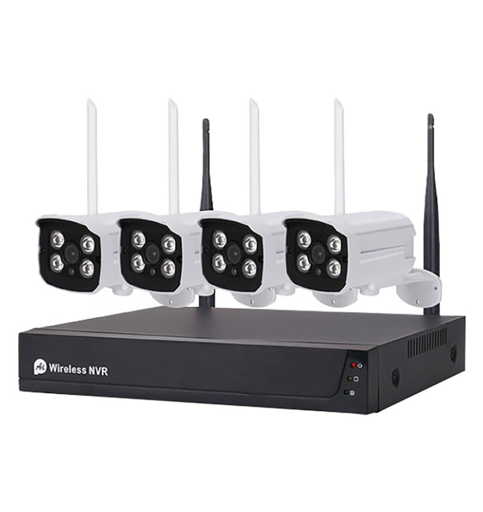 KIT VIDEOSORVEGLIANZA WIRELESS '455050' NVR wireless + 4 telecamere 3 MPX