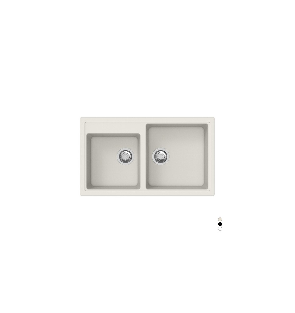 LAVELLO SINTETICO DA INCASSO 2 VASCHE CM 86 Bianco