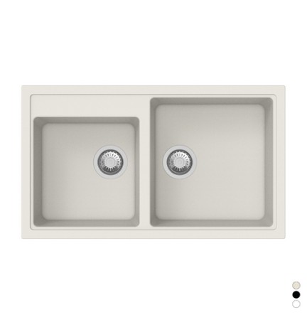 LAVELLO SINTETICO DA INCASSO 2 VASCHE CM 86 Bianco
